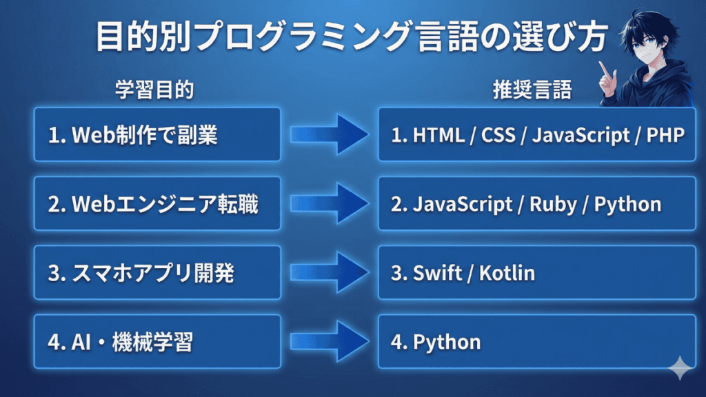 目的に合ったプログラミング言語の選び方
