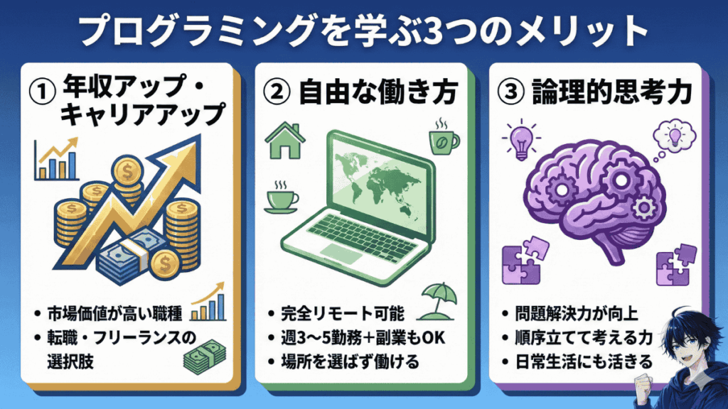 プログラミングを学ぶ3つのメリット