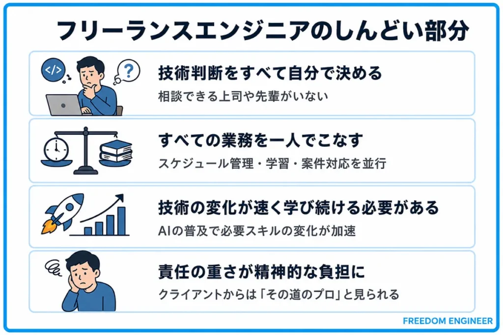 技術判断とスキルアップをすべて一人で背負う