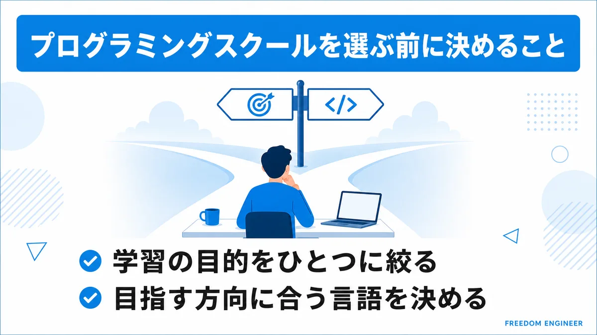 プログラミングスクールを選ぶ前に決めるべき2つのポイント