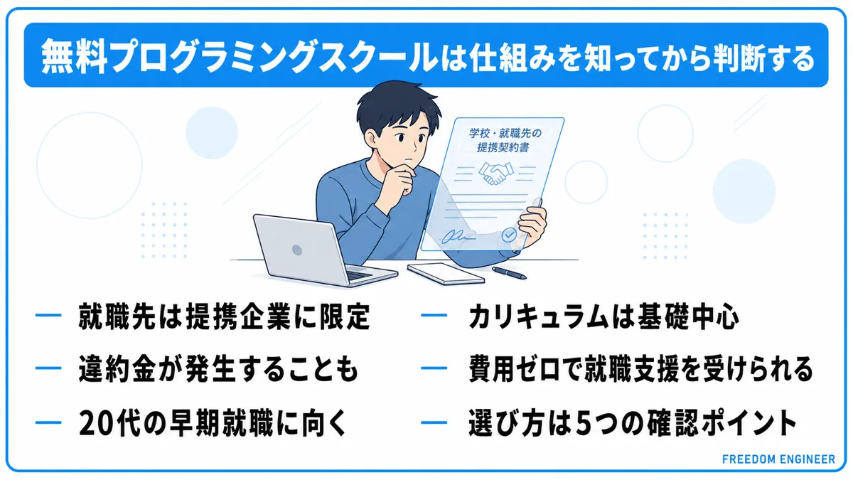 無料プログラミングスクールの仕組みと後悔しない選び方まとめ