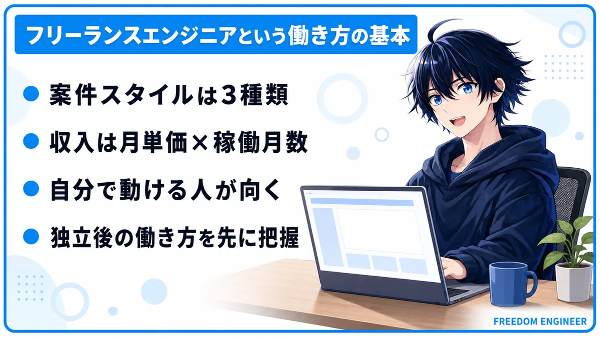 フリーランスエンジニアという働き方の基本を整理した図解