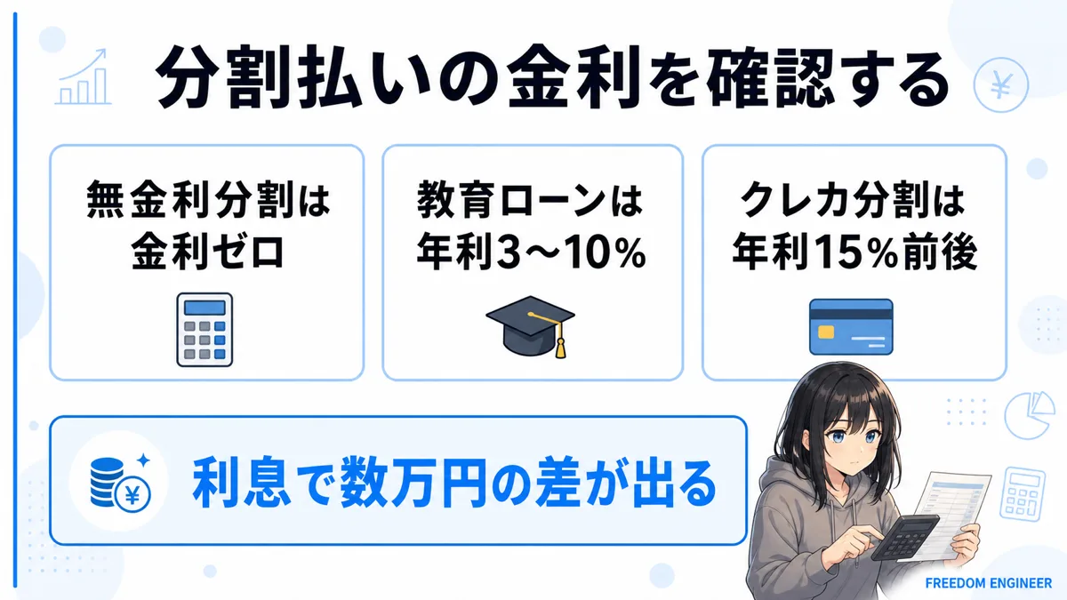 分割払い 金利比較 教育ローン クレジットカード 総支払額