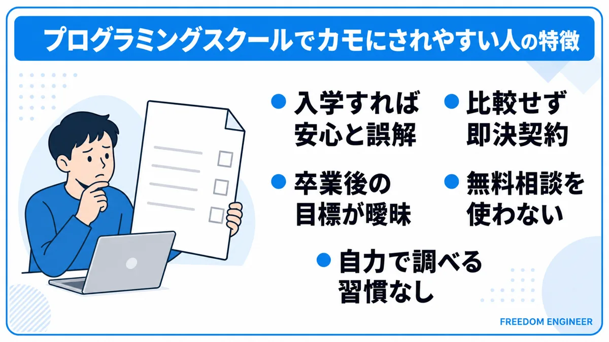 プログラミングスクールでカモにされやすい人の5つの特徴