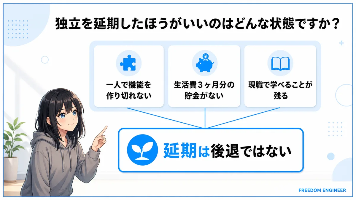 フリーランス独立を延期したほうがいい状態のチェック項目