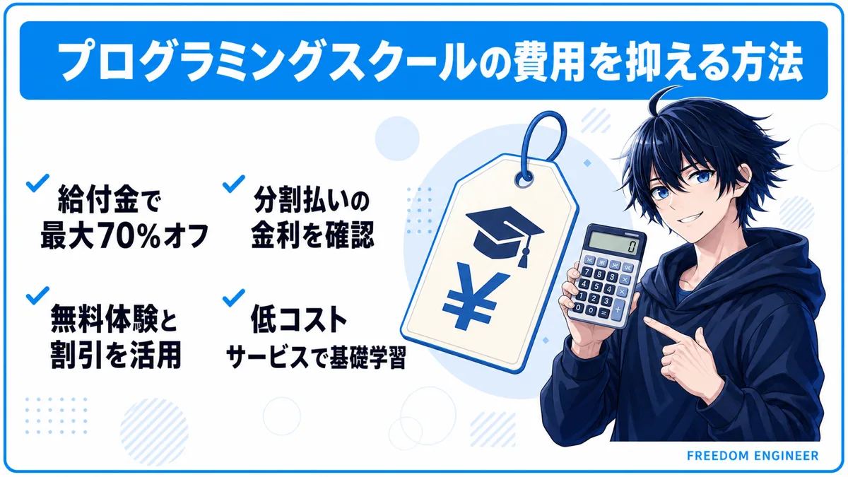 プログラミングスクール費用を抑える方法 給付金 分割払い 割引