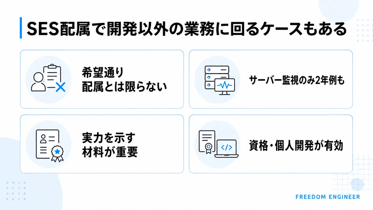 SES配属で開発以外の業務に回されるケース
