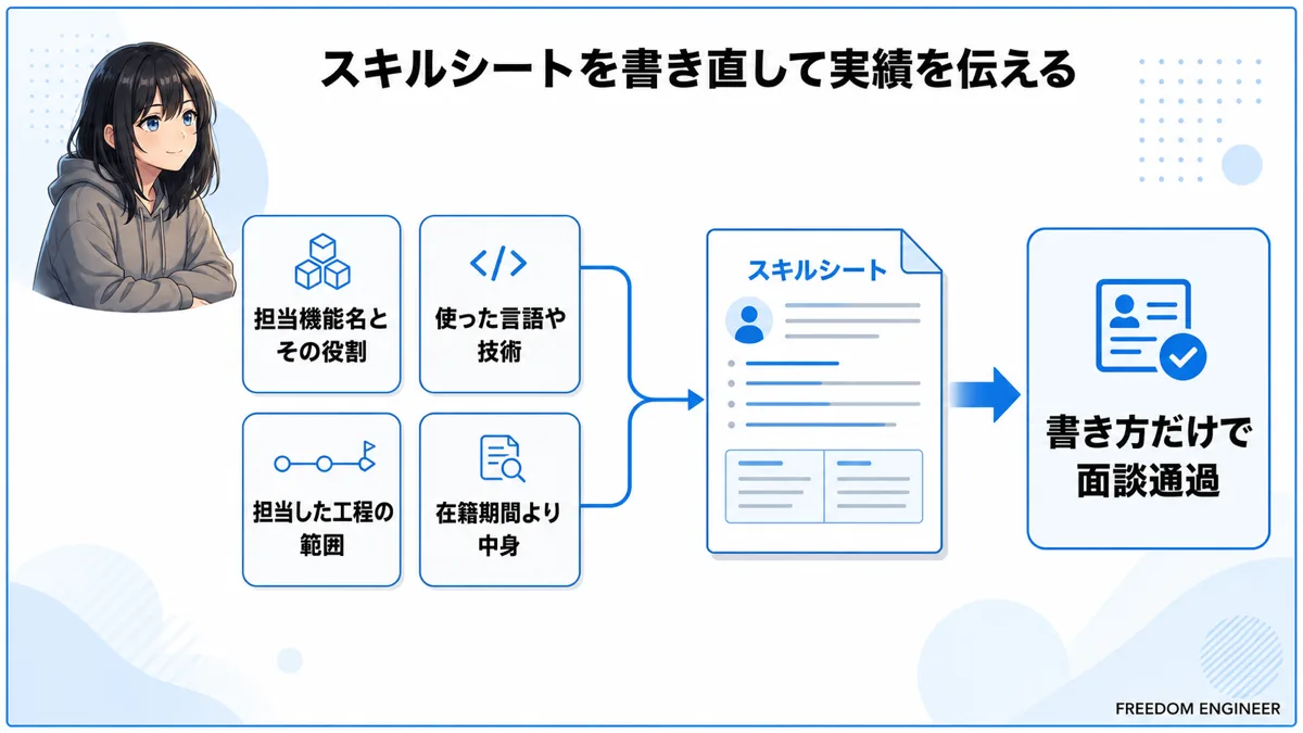スキルシートに書くべき3つの項目を整理した図
